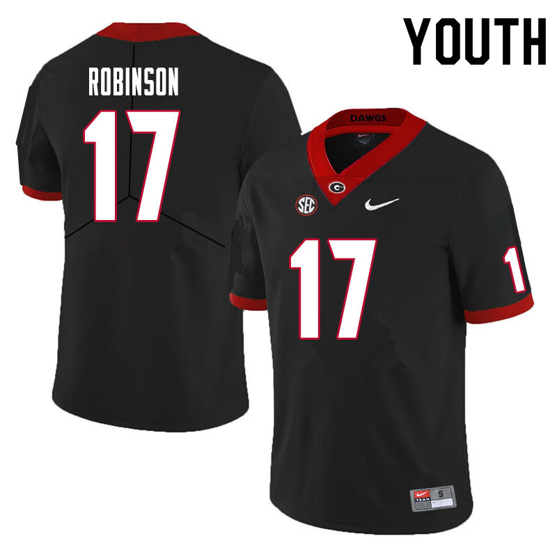 Youth #17 Justin Robinson Georgia Bulldogs College Football Jerseys Sale-Black - Click Image to Close